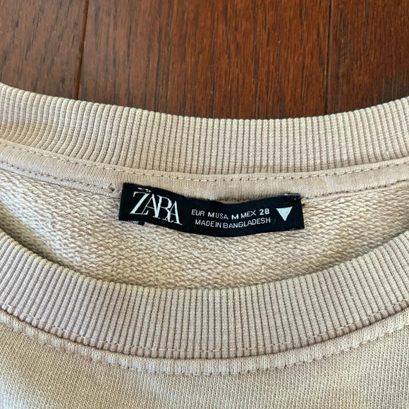 Zara No 1 cotton  crewneck sweatshirt unisex sz M color tan oversized excellent - Picture 5 of 6